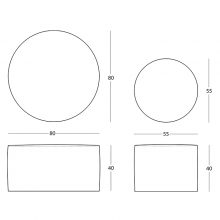 Berenice round pouf outdoor technical drawing