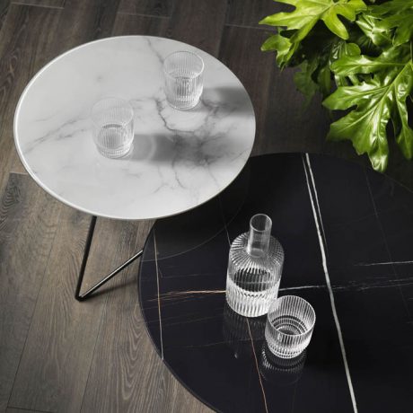 Elegant coffee tables ERMIONE with marble glass top Memedesign