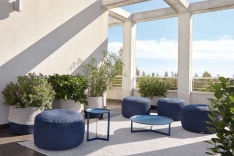 outdoor coffee tables and poufs