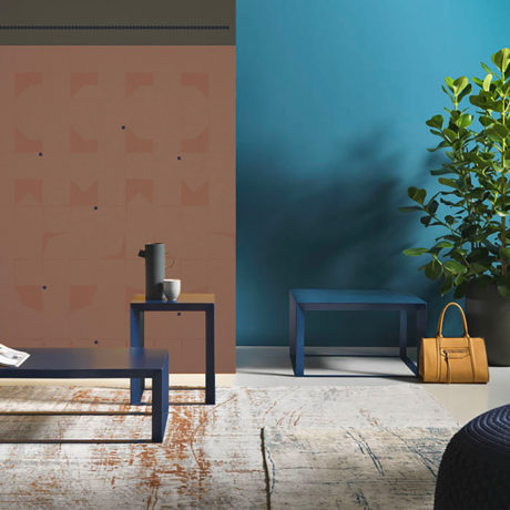 Dot Wall wallpaper and FRAME coffee tables